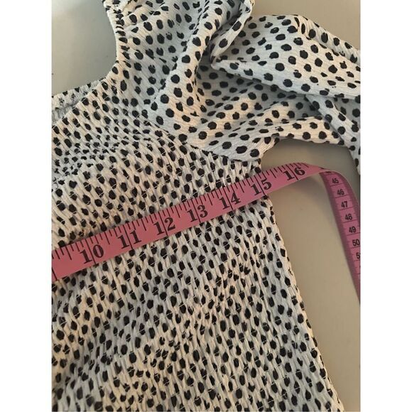 Midnight Doll Women's Long Sleeve Emma Ruched Drawstring Dot Dress Large 🛑 - Picture 4 of 8